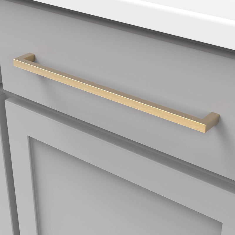 Hickory Hardware 1 Pack Solid Core Kitchen Cabinet Pulls, Luxury Cabinet Handles, Hardware for Doors & Dresser Drawers, 12 Inch Hole Center, Brushed Golden Brass, Skylight Collection - Image 4